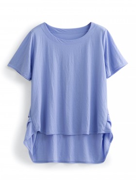 Perfect Soft High- low Short-Sleeve Blouse